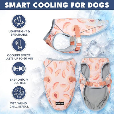 Spark Paws Dog Cooling Vest - SPF 50 UV Sun Protection - Summer Heat Relief Gear for Dogs, Lightweight, Evaporative Cooling - Dog Anxiety Relief Vest During Hot Days - Peaches - Size 2XL