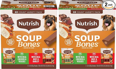 Nutrish Rachael Ray Soup Bones Long Lasting Dog Chews Variety Pack, 22 Count (Pack of 2)