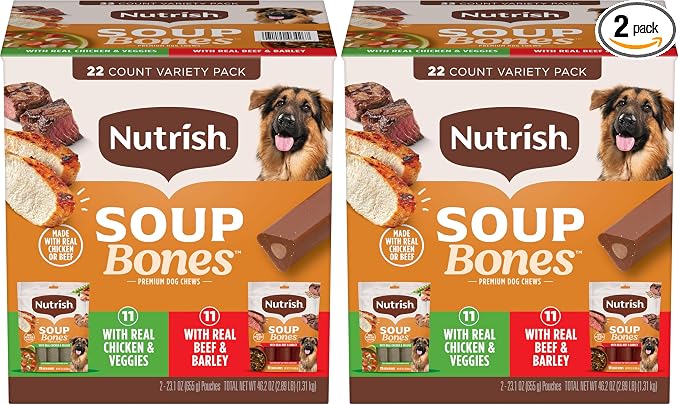 Nutrish Rachael Ray Soup Bones Long Lasting Dog Chews Variety Pack, 22 Count (Pack of 2)