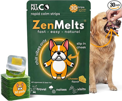 Calming Strips for Dogs – Fast-Acting Anxiety Relief & Sleep Support with Melatonin and Chamomile - Dog Calming Chews Alternative, Helps Reduce Stress During Fireworks & Travel (30 Pack)