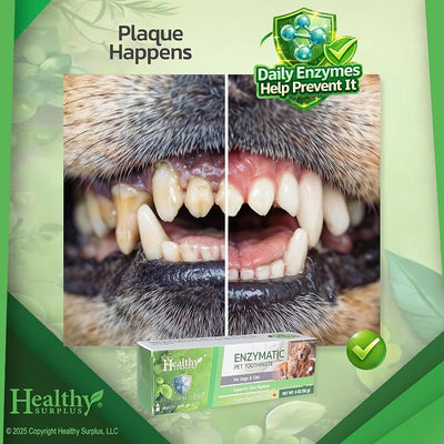 Enzymatic 4 Oz Poultry Flavored Pet Toothpaste and Silicone Fingerbrush Twin Pack | Fresh Breath, Plaque & Tartar Control | Dog & Cat Tooth Brushing Kit Oral Care for Pets