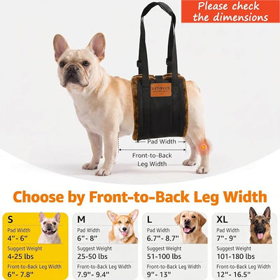 Dog Sling for Back Legs, Dog Lift Harness, Magic Tape Dog Sling for Large Dogs Hind Leg Support, Elderly Dog Lifter, Assist Canie Hip Arthritis K9 Cruciate Ligament Rehabilitation (Brown, Small)