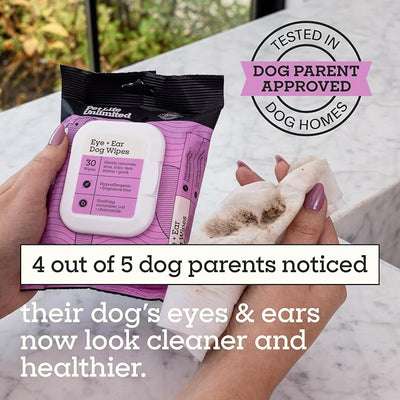 Pet Life Unlimited Dog Ear Wipes, Dog Eye Wipes - Plant-Based Dog Ear Cleaner Wipes with Moisturizing Aloe Leaf & Soothing Chamomile - Fragrance Free Eye and Ear Wipes for Dogs - 30 Count (Pack of 1)