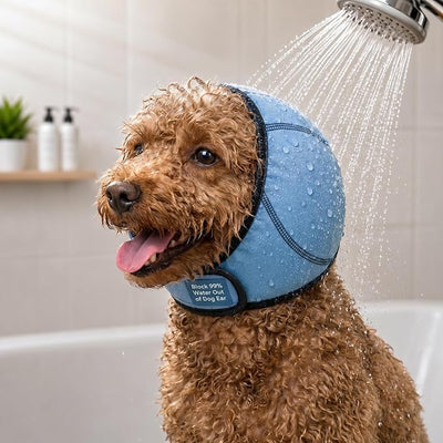 HOFi Dog Ear Covers for Bath: Waterproof Ear Protection to Block 99% Water | Reduce Ear Infections Risks During Bath Time - Designed for Small Breeds Dachshund/Westie/Shiba Inu