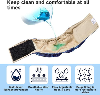 Male Dogs Diapers Belly Bands(4Pack), Washable Reusable Male Boy Doggy Wraps Panties for Doggie Puppy Pooping Potty Training Incontinence Marking Pañal para Perro Small
