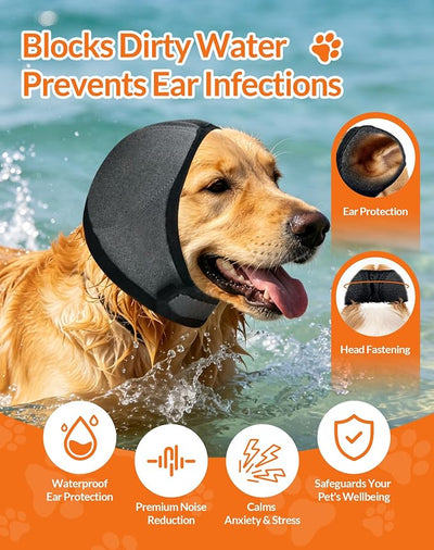 LHP Dog Ear Muffs Noise Cancelling, Calming Ear Cover Protection for Anxiety Relief, Thunder, Fireworks, Ear Wraps for Dog Travel and Grooming, Hematoma Prevention (Gray, S)