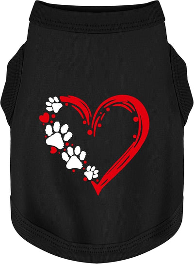 Discover Cozy Sleeveless Canine Wear: Soft, Lightweight, and Breathable Cotton Dog Shirt Featuring Heart and Paw Graphics. Vest Tank Top is Ideal for Small, Medium, and Large Breeds Black L