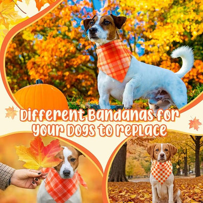 Abbylike 50 Pcs Fall Plaid Dog Bandanas Bulk Autumn Gingham Bandanas for Dogs Triangle Kerchief Bib Scarf for Pet Thanksgiving Party Costume Photo Props Accessories, 25 Styles(25.6 x 17.7 x 17.7)