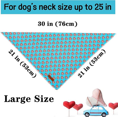 Unique style paws Valentine's Day Dog Bandanas Cotton Blue & Red Triangle Dog Scarfs for Small Medium Large & Boys Girls Dogs-L