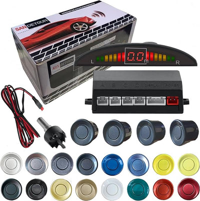 Car Reverse Backup Parking Sensor Radar System kit The LED Display with 3 Colors can Both Shows Distance Data and warn You with beep Sound Adjustable Volume Compact and Easy to Install