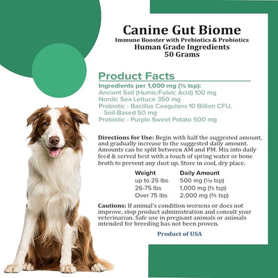 Holistic Bin Canine Gut Biome Blend | Nutrient-Rich Dog Food Toppers | Plant-Based Supplements for Pets Digestion | Probiotic & Prebiotics Canine Daily Overall Wellness Essentials | | Gut Biome (50g)