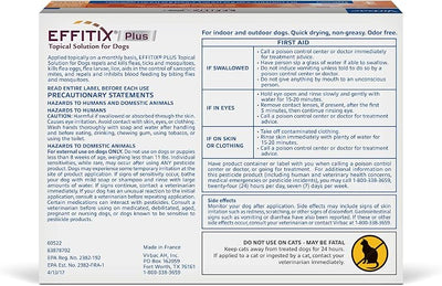 EFFITIX Plus Topical Solution for Dogs - Waterproof Flea and Tick Treatment for Small Dogs (11-22.9lbs) 3 Doses by Virbac