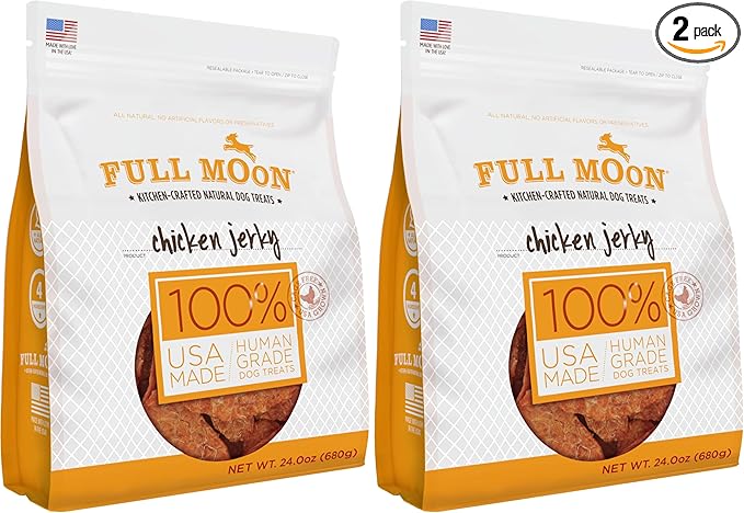 Full Moon Chicken Jerky Dog Treats | Human Grade | Made in USA | Grain Free | 24 oz Pack of 2