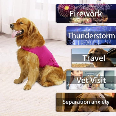 Comfort Dog Anxiety Relief Coat, Dog Anxiety Calming Vest Wrap for Thunderstorm,Travel,4th of July Fireworks,Vet Visits,Separation Anxiety Relief for Dogs (L,Rose)
