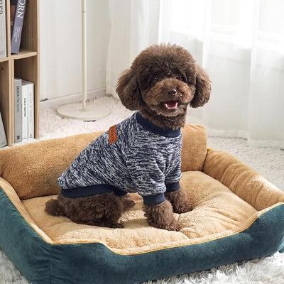 2 Pack Dog Sweaters for Small Dogs Girl Boy Winter Fleece Clothes Warm Soft Dog Sweatshirt Outfit for Dogs Cats Pet Apparel (Grey+Navy Blue, S (Back: 11.8",Chest: 15.7", 5.5-10Ibs))