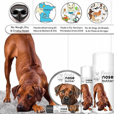 The Blissful Dog Rhodesian Ridgeback Nose Butter for Dry, Cracked Skin, Lick-Safe Dog Nose Balm with Moisturizing Shea Butter, Almond, Olive, and Essential Oils, Pet Supplies, Uncented, 2 oz.