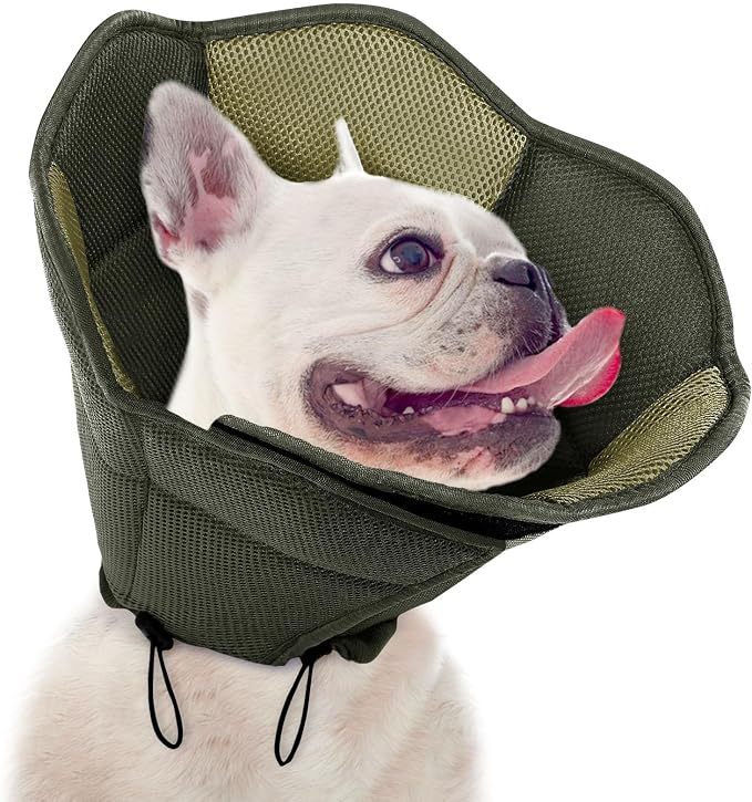 Dog Cone - Soft Cone for Dogs to Stop Licking, Pet E-Collar Alternative After Surgery, Adjustable Pet Recovery Collar for Wound Healing, Army Green Small