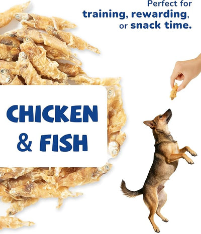 PAWUP Chicken Wrapped Fish Dog Treats, High Protein Omega-3 Snacks | Training Rewards for Small, Medium & Large Dogs, Natural Dog Chews, 10.5 oz