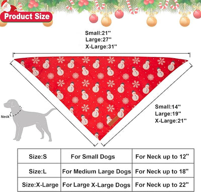 ADOGGYGO Christmas Dog Bandana, Snowman Xmas Pet Scarf, Premium Durable Fabric, Christmas Bandanas for Small Dogs Pets (Small)