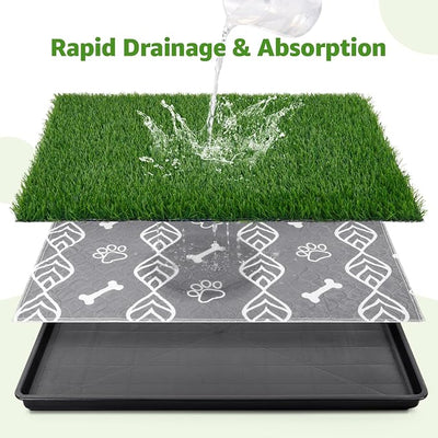 LOOBANI 45x29in Large Dog Litter Box with 2 Artificial Grass Patch + 2 Washable Pee Pads, Quickly Absorbency Portable Patio Potty for Balcony Apartment Use