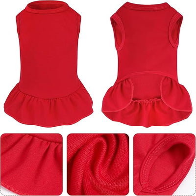 Dog Dresses Cat Skirt Solid Color Dog Clothes Summer Sleeveless Puppy Girl Clothes for Small Pet Dogs Cats (Red, Medium)