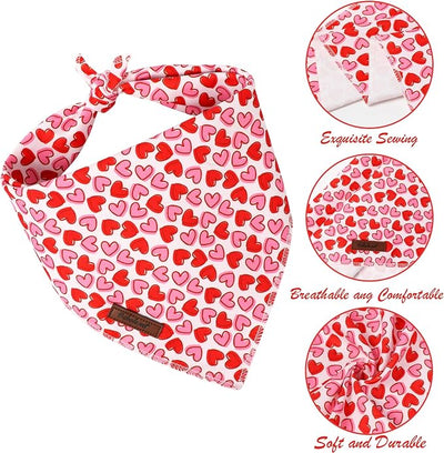 Valentines Dog Bandana - Cute Heart Dog Neck Scarf, Soft Pet Bib for Puppy Kitten, Valentine Photo Dogs Cats Prop for Daily Use Parties & Pet Photography S