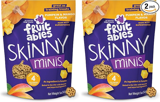 Fruitables Dog Treats, Pumpkin Mango, 5 Ounces | Pack of 2 | Low Calorie | Training Treats | Grain Free