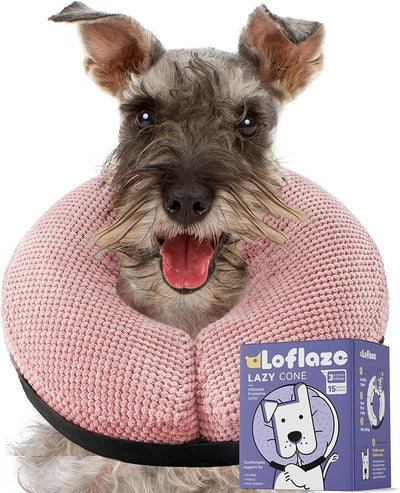 Loflaze Soft Inflatable Dog Cone Collar for Large Medium Small Dogs Cats - After Surgery Dog Neck Donut Collar, ECollar Alternatives for Recovery - Pink, M