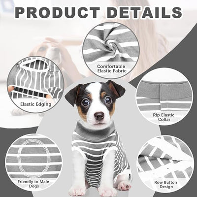 Recovery Suit for Dogs, Soft Dog Surgery Suit for Female Spay Male Neuter | Dog Cone Alternative Surgical Recovery Shirt for Abdominal Wounds, Anti-Licking Pet Clothes for Dogs Cats, Grey, Large