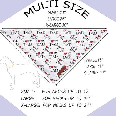 Realeaf Fathers Day Dog Bandanas 2 Pack, Reversible I Love My Dad Pet Scarf for Boy and Girl, Premium Durable Fabric, Bandana for Small Medium Large and Extra Large Dogs (Large)
