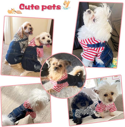 SILD Pet Denim Jumpsuit Dog Jeans Hoodies Cool Blue Coat Medium Small Dogs Classic Jacket Puppy Blue Vintage Washed Vests (S)