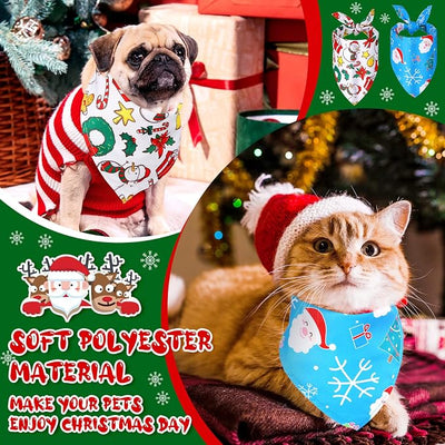 Xuniea 14 Pcs Christmas Dog Bandanas Pet Bandana Bib Scarf Handkerchief for Small Medium Large Dogs Accessories Christmas Party Costume