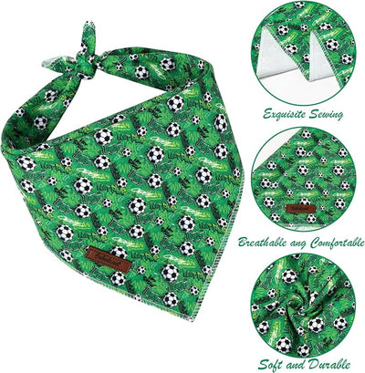 Boy Dog Bandana - Green Soccer Sport Dog Bandana for Puppy Kitten, Cute Small Dogs Neck Scarf Pet Bib, Soft Triangle Scarf Summer Pet Accessory S