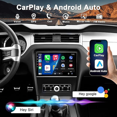 10.1" Car Radio for Ford Mustang 2010-2014: [4G+64G] Upgrade Android 15 Stereo Wireless CarPlay Android Auto, BT 5.4, WiFi 6, GPS, FM, RDS, EQ, SWC, 1080P Backup Camera (Only fit Manual AC)