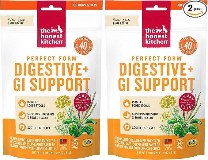 The Honest Kitchen Human Grade Perfect Form Herbal Digestive Supplement for Dogs & Cats, 3.2 Ounces, (Pack of 2)