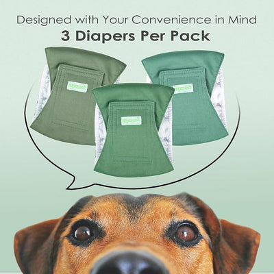 wegreeco Washable Male Dog Belly Band (Stylish Pattern)- Pack of 3 - Male Dog Belly Wrap, Dog Diapers Male (Green Series, XX-Large)