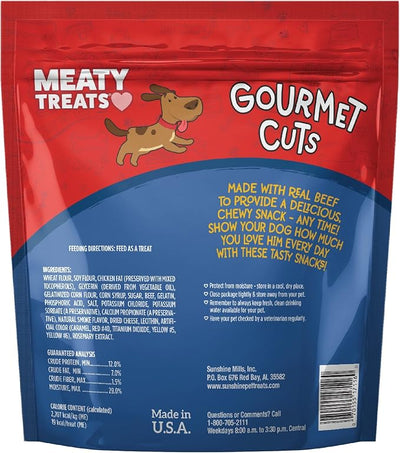 Meaty Treats Gourmet Cuts Beef & Cheese Flavor Soft & Chewy Dog Treats, 25-oz.