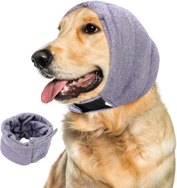 Dog Ear Muffs Noise Reducing Protection, Ear Cover Wraps for Dogs Bath Grooming Drying Swimming Warm Winter,Adjustable Dog Calming Hoodie for Hematoma Anxiety Firework Thunder Sleeping Shower Cap (LP)
