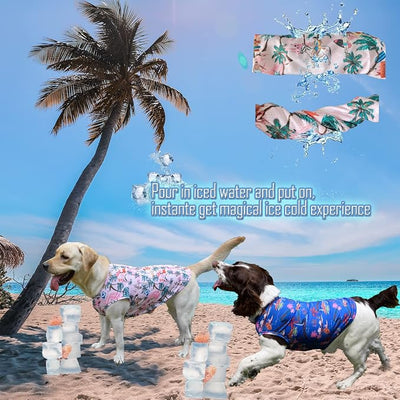 Dog Cooling Shirts, Large Dog Shirts, Dog Clothes for Boy Girl Dogs, Dogs Cooling T-Shirts for French Bulldog, Beagle, Dog Summer Shirts Hawaiian, Quick Dry Shirt for Dogs (L, 2 Pcs)