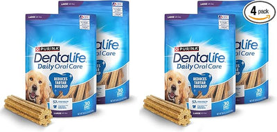 Dentalife Purina Daily Oral Care Large Dog Dental Chews Multipack - 30 ct. Pouches,(Pack of 4)