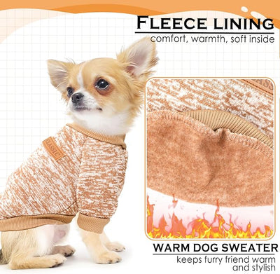 2 Pack 3.6-5.5lbs Dog Sweaters for Small Dogs Fall Dog Clothes Male Female Winter Fleece Puppy Sweaters Warm Pet Outfit for Yorkie, Chihuahua, Bulldog, Dachshund, Pug,XS