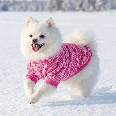 2 Pack Dog Sweaters for Small Dogs Girl Boy Winter Fleece Clothes Warm Soft Dog Sweatshirt Outfit for Dogs Cats Pet Apparel (Red+Rose Red, S (Back: 11.8",Chest: 15.7", 5.5-10Ibs))