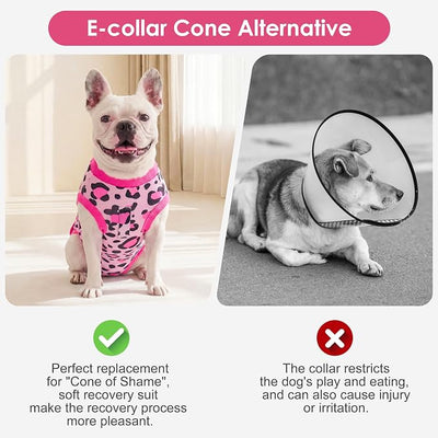 cyeollo Dog Recovery Suit Female, Breathable Surgery Suit for Dogs Female After Spayed, Soft Surgical Body Suit Dog Onesie, E-Collar & Cone Alternative, Anti-Licking Wound Surgery Clothes, Leopard M