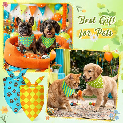 Weewooday 50 Pcs Cartoon Dog Bandana Bulk for Hippie Paw Print Flower Adventure Cute Triangle Soft Dog Bibs Summer Theme Birthday Party Supplies for Small Medium Large Costume 19.7 x 13.8 x 13.8 Inch