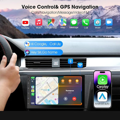 Wireless CarPlay Screen for Car & Android Auto Head Unit - Touchscreen 7 Inch Double Din Car Stereo with Backup Camera for All Cars (2+32GB NO Camera)