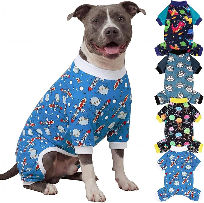 XPUDAC Dog Pajamas Clothes for Small Dogs Boy, Doggie Pjs Puppy Onesies Outfits Pet Clothes Christmas Pajamas, 4 Styles (Universe, XXXX-Large)