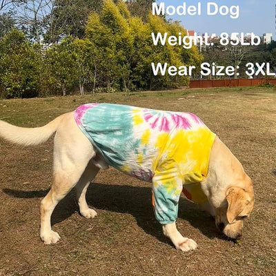 Dog Cotton Colorful Purple Yellow T-Shirts Soft and Stretchy Dog Shirt Pajamas Pets Clothes for Extra Large Dogs(Large Purple)
