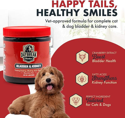 Bladder and Kidney Relief for Dogs by Daybreak Nutrition | Powder Cranberry Supplement for Dogs for UTI Treatment & Urinary Support | Dog Urinary Tract Infection Remedy Supplement