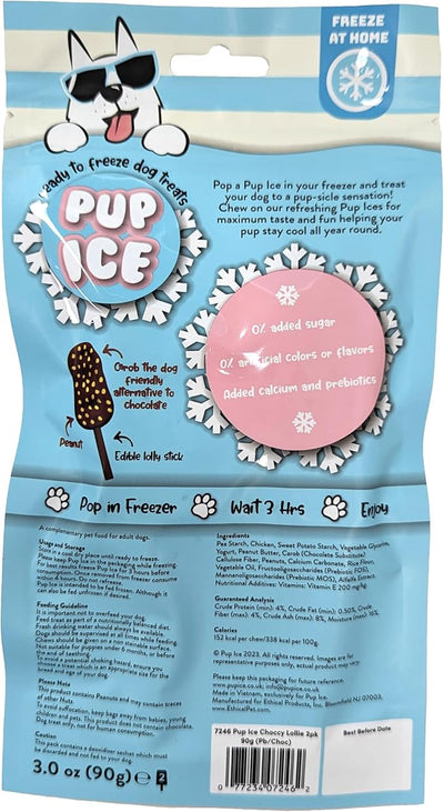 SPOT Pup Ice Dog Treats – Freeze-at-Home Edible Chews for Medium Breed Dogs & Puppies, Safe Peanut & Carob Flavor (No Chocolate), 2ct Rocket Lollies with Real Chicken