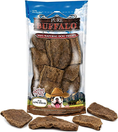 Loving Pets Pure Buffalo Lung Steaks – Natural Single Ingredient Buffalo Dog Treats – High Protein Chewy Dog Snacks for Everyday Reward – Grain Free, Long-Lasting Treats for Small, Medium & Large Dogs
